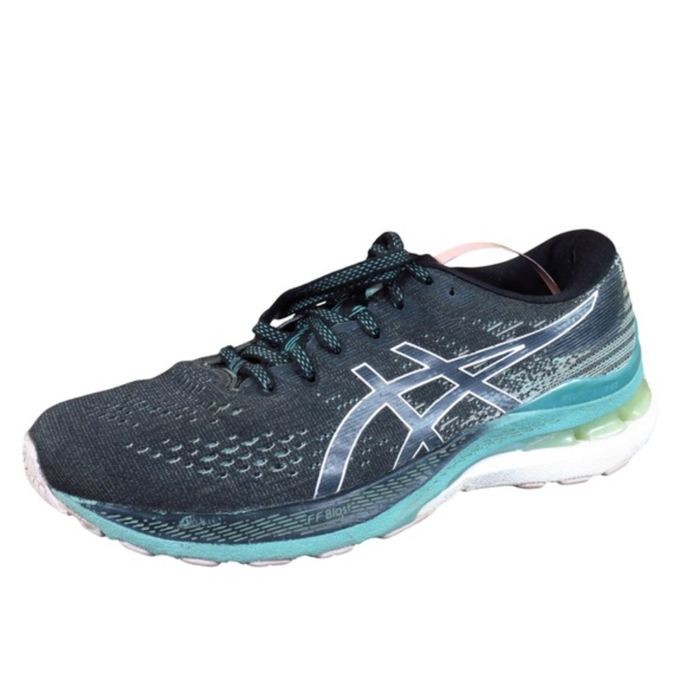 Asics Gel-Kayano 28 Women's 8 Black Teal Running Shoes‎ Stability Athletic